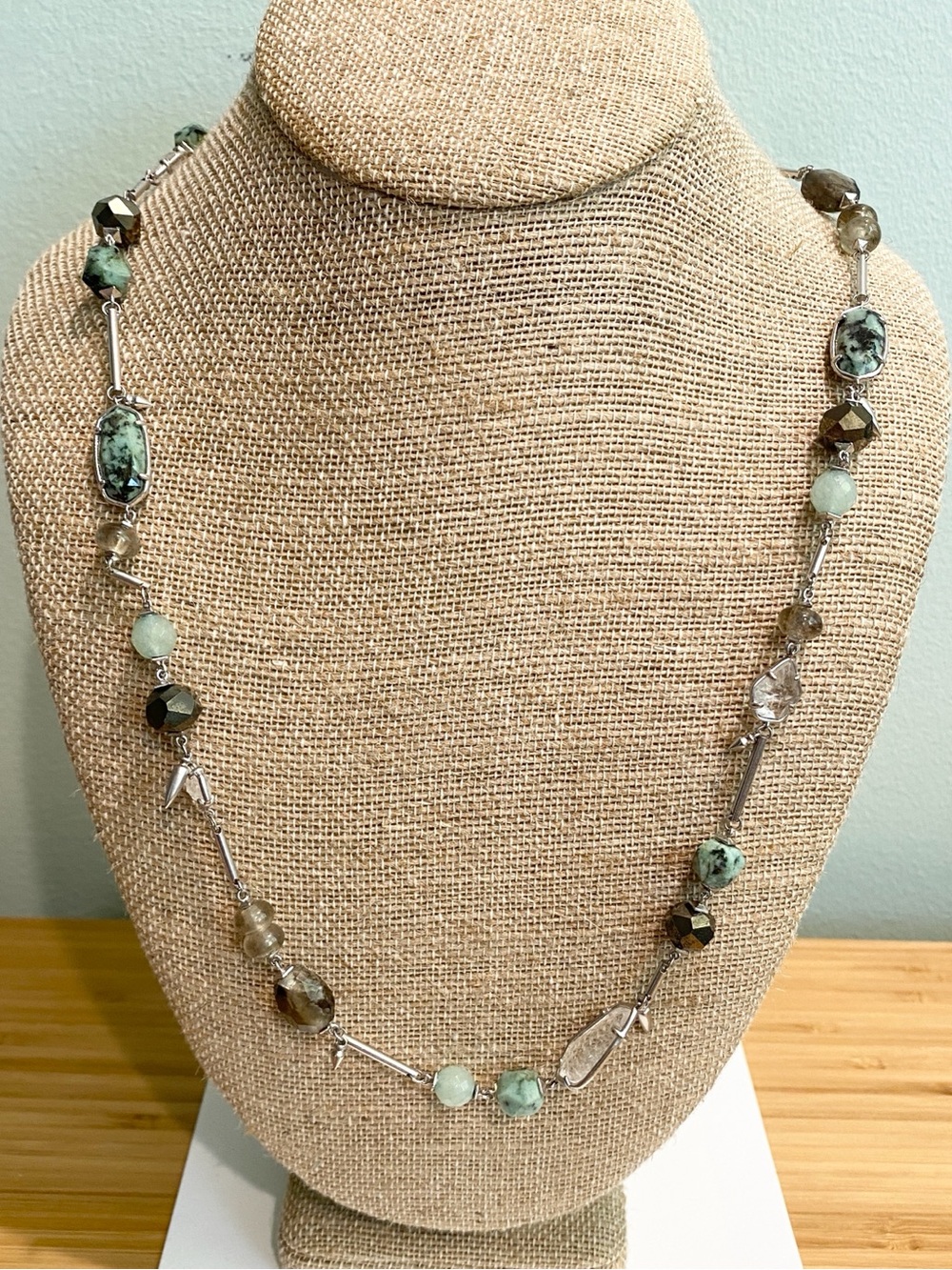 Kendra Scott Ruth Station Necklace Turquoise Mix Rhodium Plated